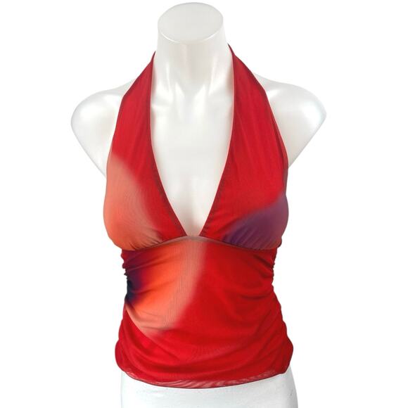 NEW Kookai Flora Red Sleeveless Halter Neck Cami Camisole Crop Tank Top Size 6 - Picture 1 of 4